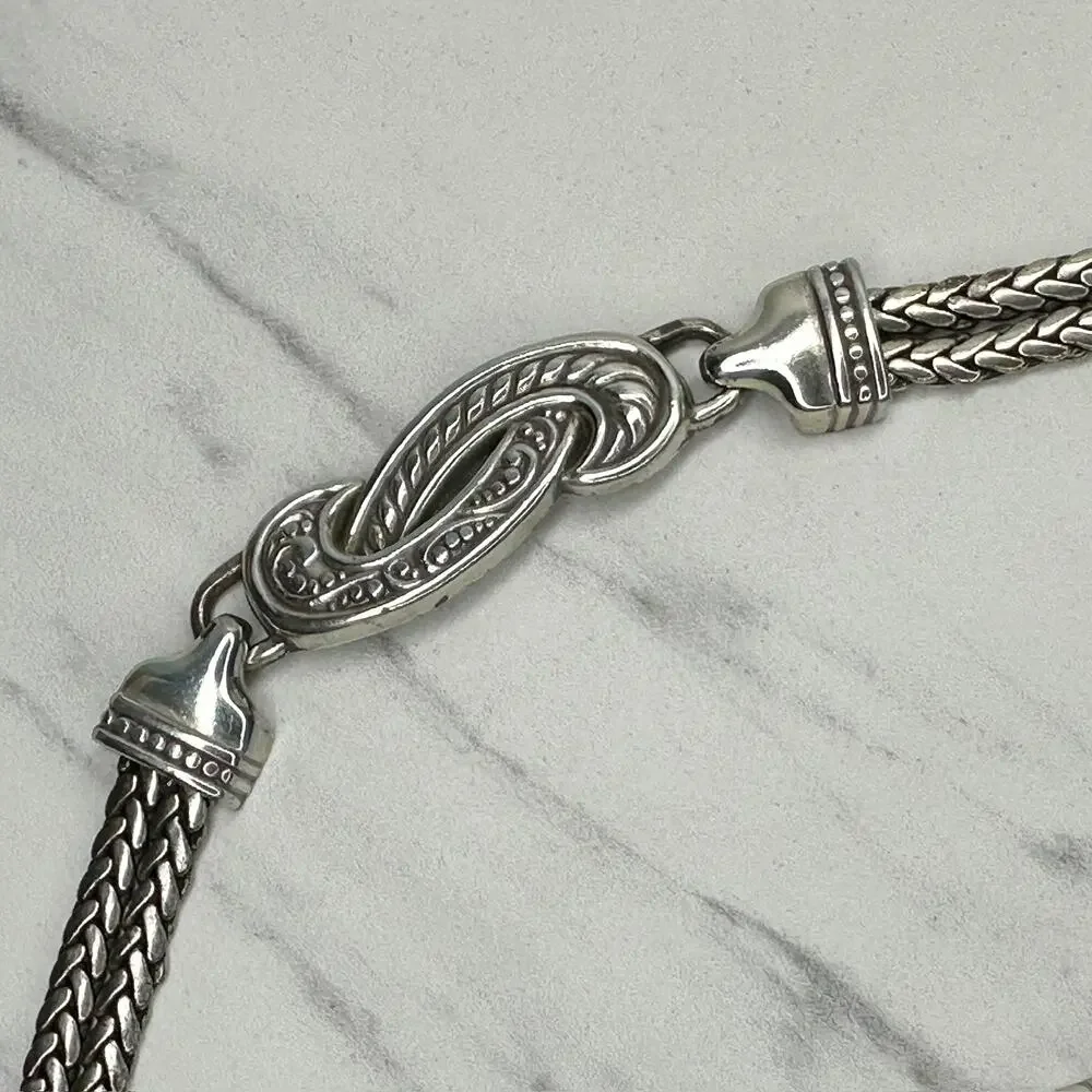 Brighton Silver Tone Braided Chain Belt Heart Charm Medium (M) ✨
